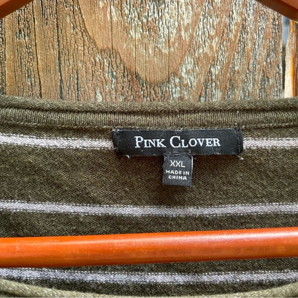 PINK CLOVER Women’s Green Striped Crew Neck Round Hem Sweater Size XXL - Picture 2 of 11